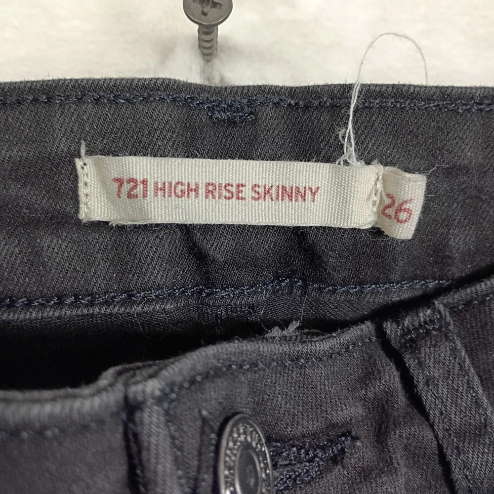 Levi's 721 High Rise Skinny Jeans Womens 26 Black Denim Slim Fit Classic Staple